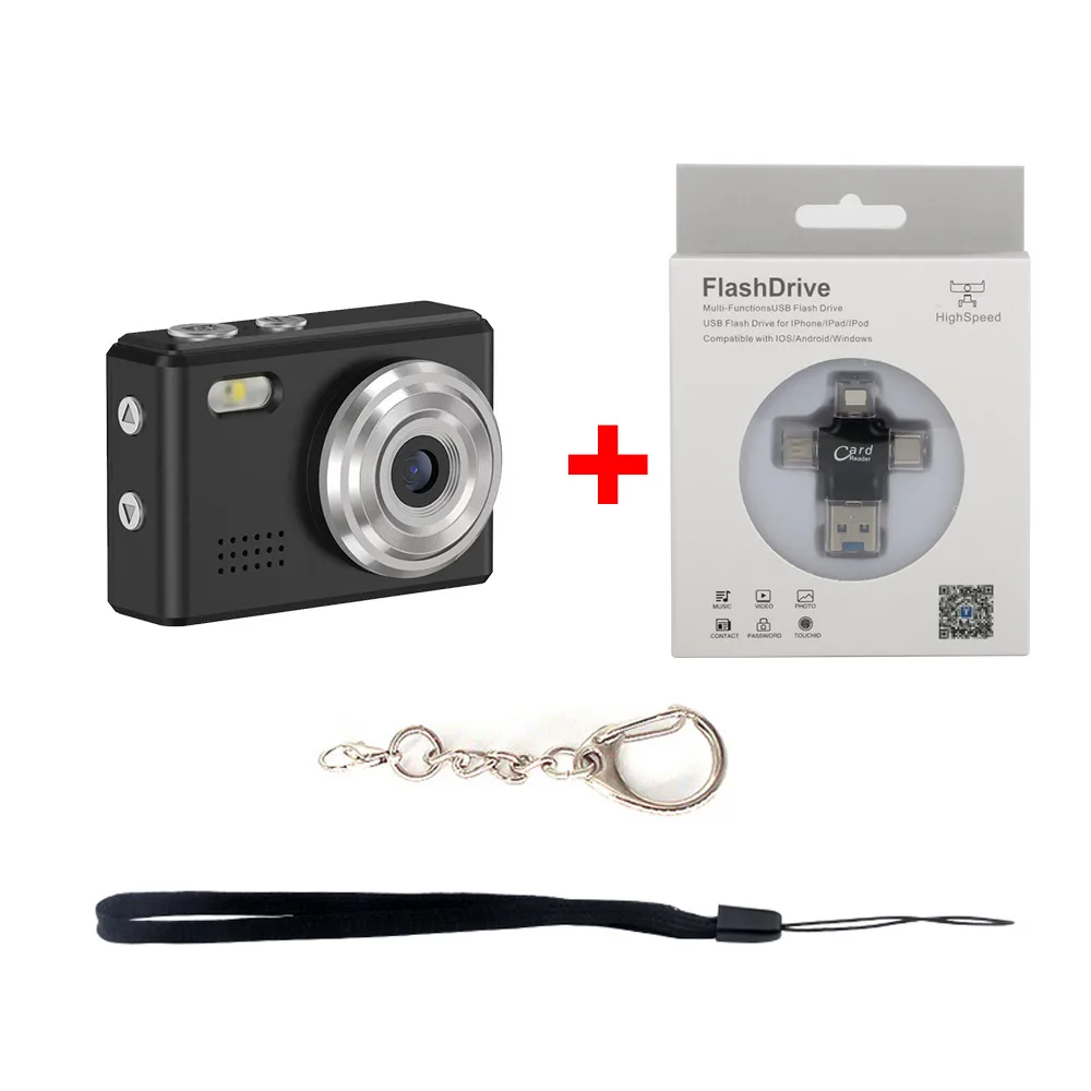 (preta Com Leitor De Cartão - 64g) 0,96 Polegadas - 1080p - Mini Câmera Digital Com Alto-falante, Adequada Para Crianças.