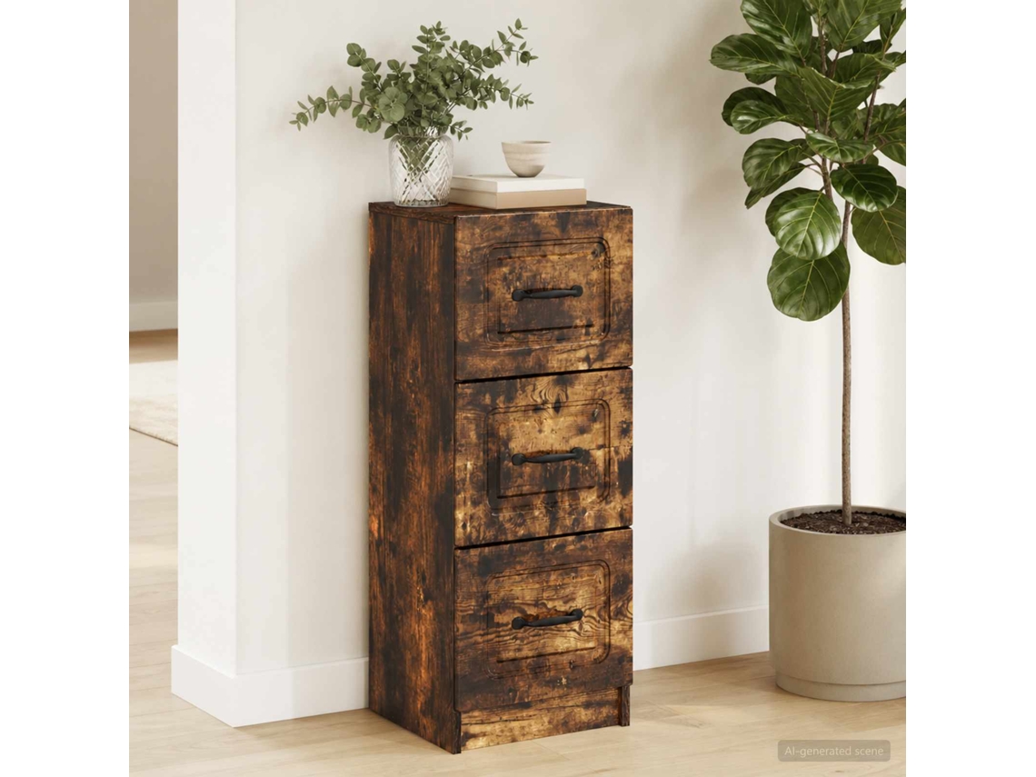 Vidaxl Gabinete De Gavetas Carvalho Fumado 33 X 34,5 X 87 Cm