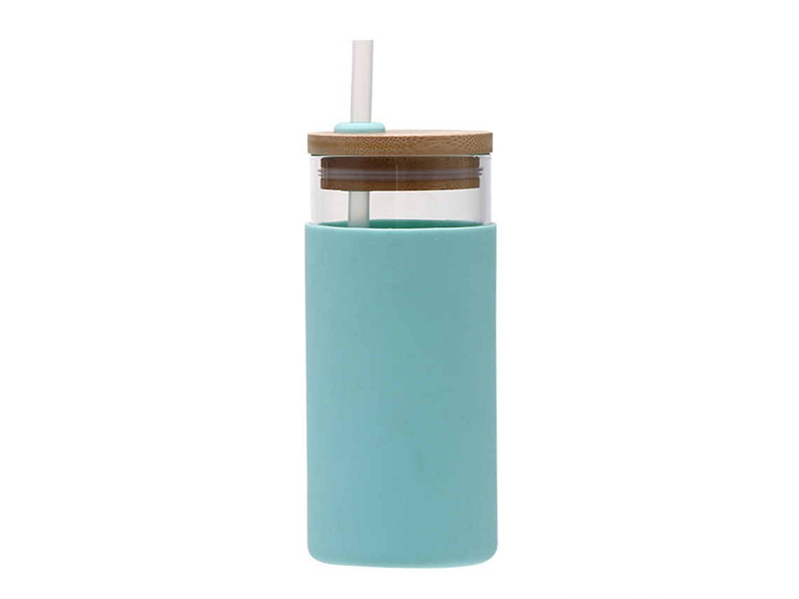 Copo de Vidro com Palito e Tampa de Madeira 550ml
