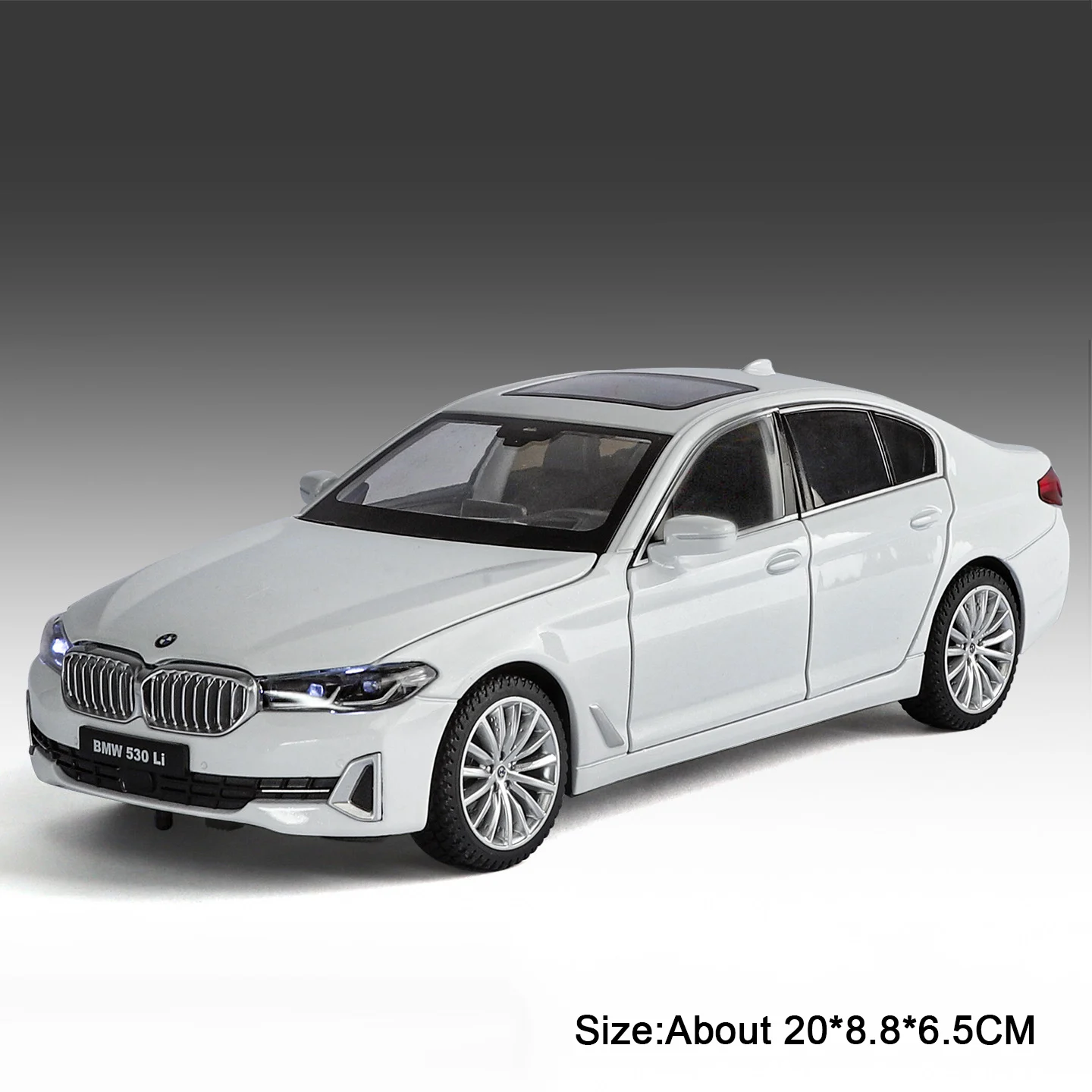 (530li Branco) Escala 1:24 - Modelo De Carro Com Portas Que Abrem, Com Efeitos Sonoros E De Luz.