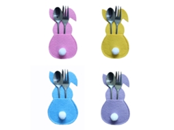 16 Bolsas para Talheres de Coelho de Páscoa, suportes de utensílios em formato de coelho para mesa de festa