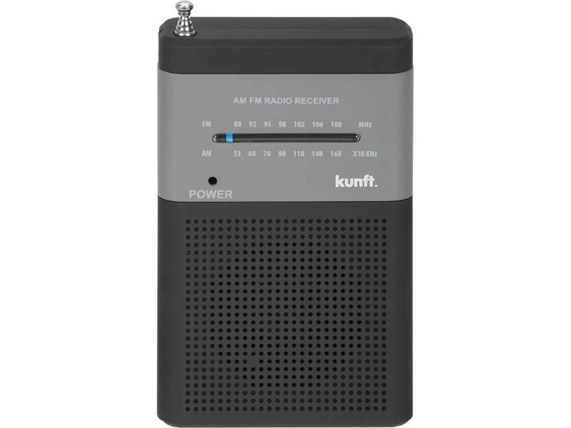 Rádio a Pilhas KUNFT KPR4172 (Preto e cinza - Analógico - FM/AM - Pilhas)