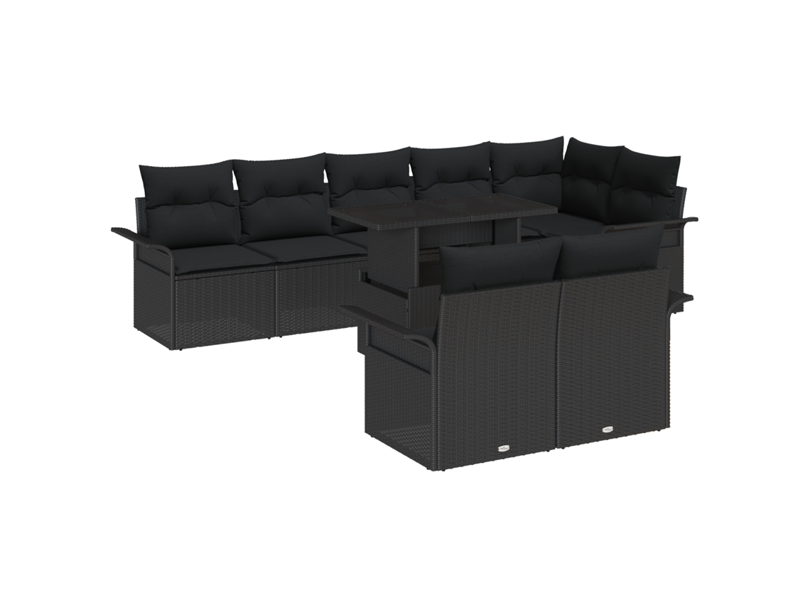 Conjunto 9 Conjunto De Sofá De Jardim Vidaxl Preto Vime Pe (100 X 55 X 73 Cm)