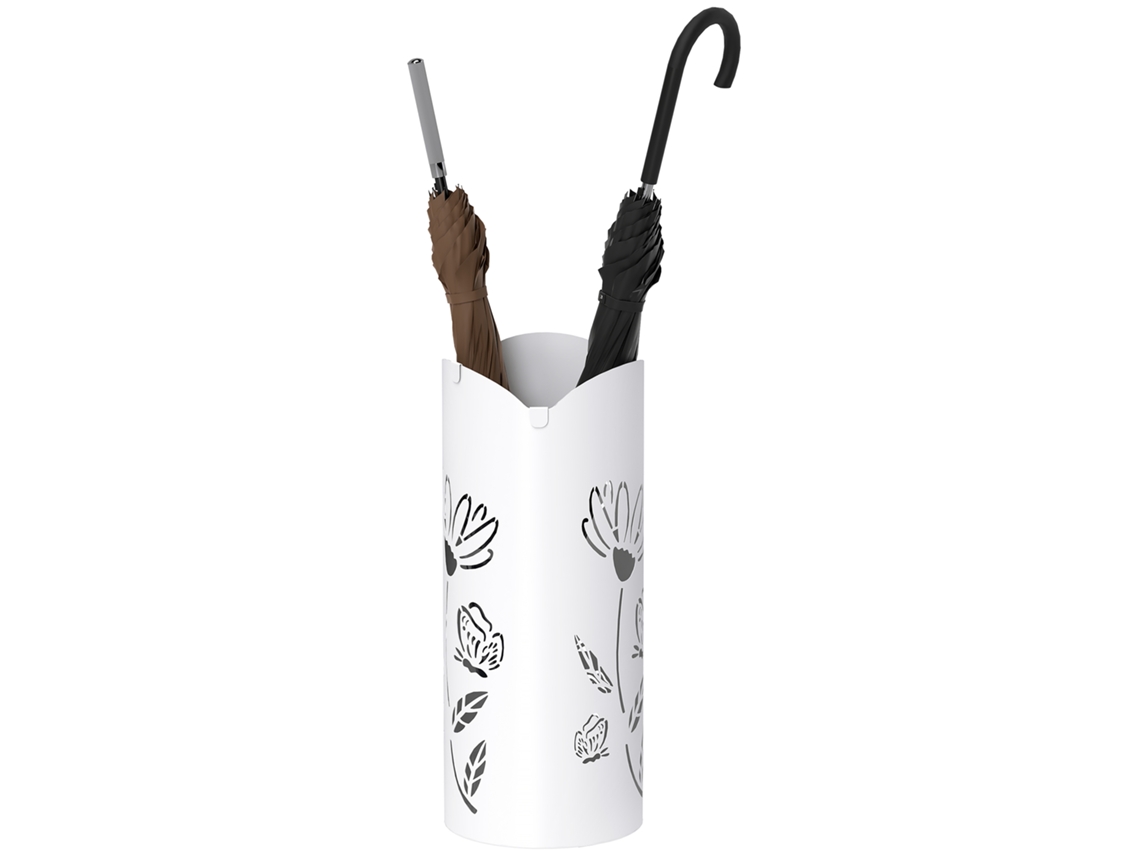 Suporte de Guarda chuva de Aço com 4 Ganchos, Bandeja de Gotejamento Removível 17x17x41 Cm Branco | S/MARCA