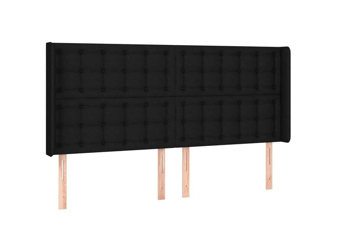 Cabeceira de Cama com Abas Tecido Preto MAISON EXCLUSIVE (203x16x118 cm)
