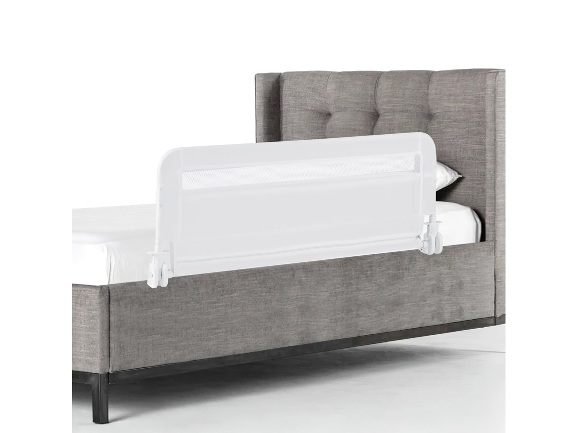Grade de proteção dobrável branca para cama infantil 100 cm com capa lavável NORTHIX
