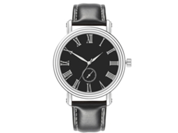 Relógio Masculino de Quartzo Casual com Pulseira de Couro Artificial Preto