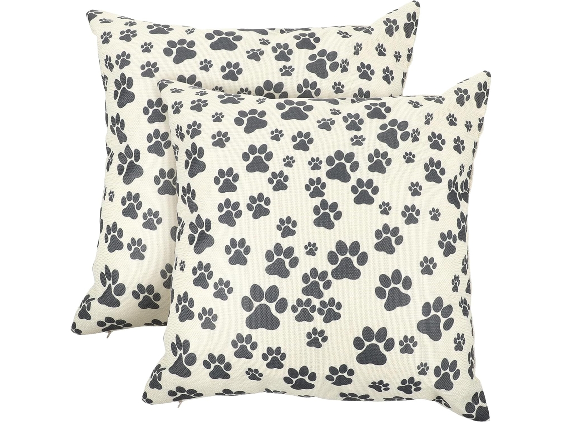 2 Capas de Almofada com Estampa Pata, 45x45cm, em Algodão e Linho, Decorativas para Sofá, CHABERLU