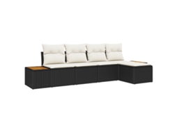 Conjunto 6 Conjunto De Sofá De Jardim Vidaxl Preto Vime Pe (294 X 117 X 85 Cm)