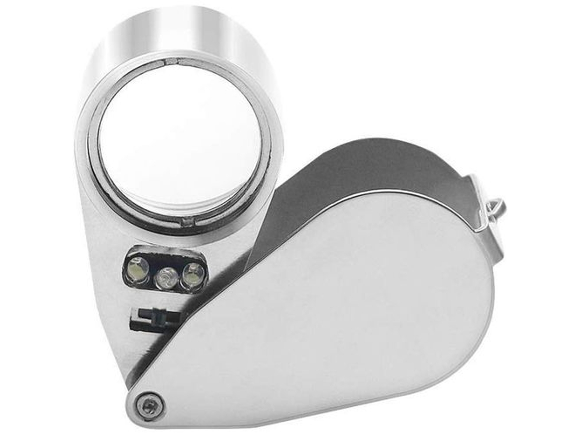 Lupa De Joalheiro 40x Dobrável De Bolso Com Iluminação Led E Lâmpada Uv, Ideal Para Leitura, Estudo E Jornais. Aquaforge