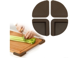 4 Tapetes De Silicone Antiderrapantes Marrons Para Tábua Corte