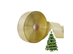 Colar de tecido imitação linho dourado para decoração de Natal, 2m por rolo LAXISCREED