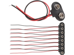 Lote Com 50 Cabos De Bateria Tipo T De 9v E 6cm Com Presilhas Para Proteção.