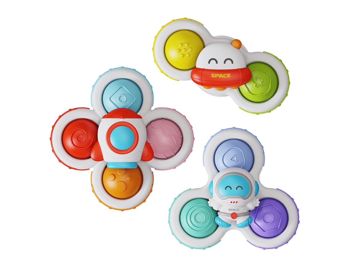 Brinquedos De Ventosa Para Bebês, Giróscópios De Dedo Com Desenhos Animados - Brinquedos Para Banho E Banheira, 3 Unidades Yuysan（d）