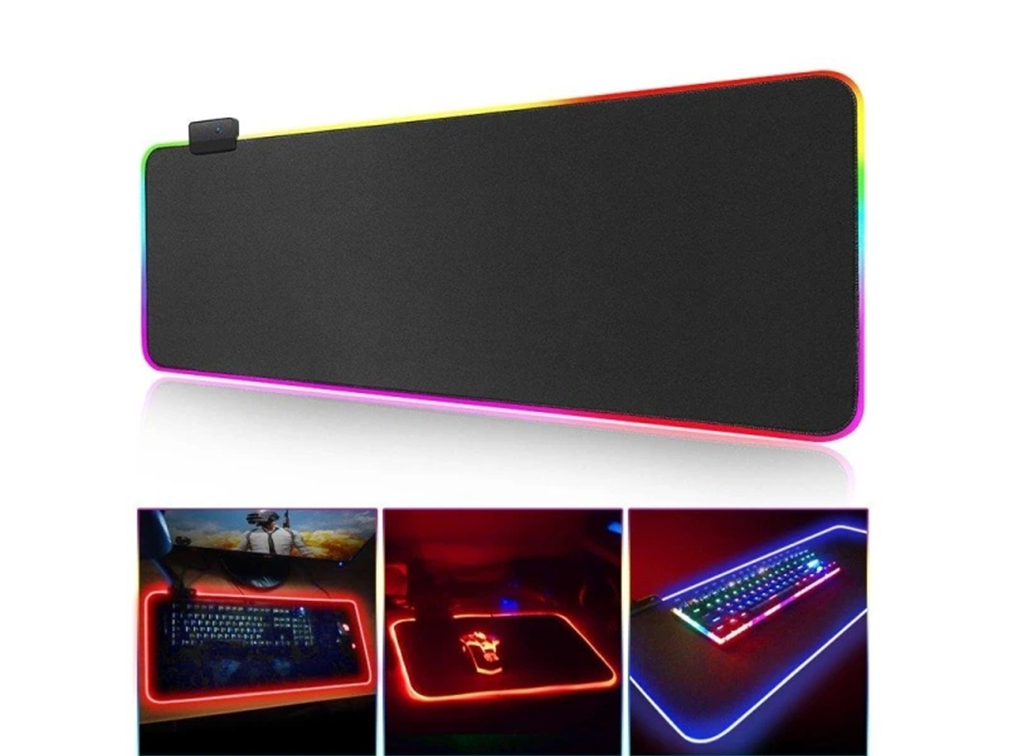 Mousepad Gamer Com Luz Led 80x30cm Preto Brilvibera