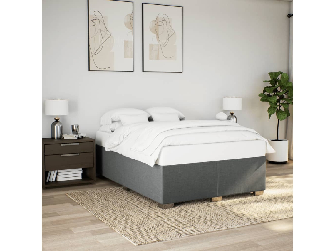 Vidaxl Estrutura De Cama Sem Colchão 160x200 Cm Tecido Cinzento-escuro