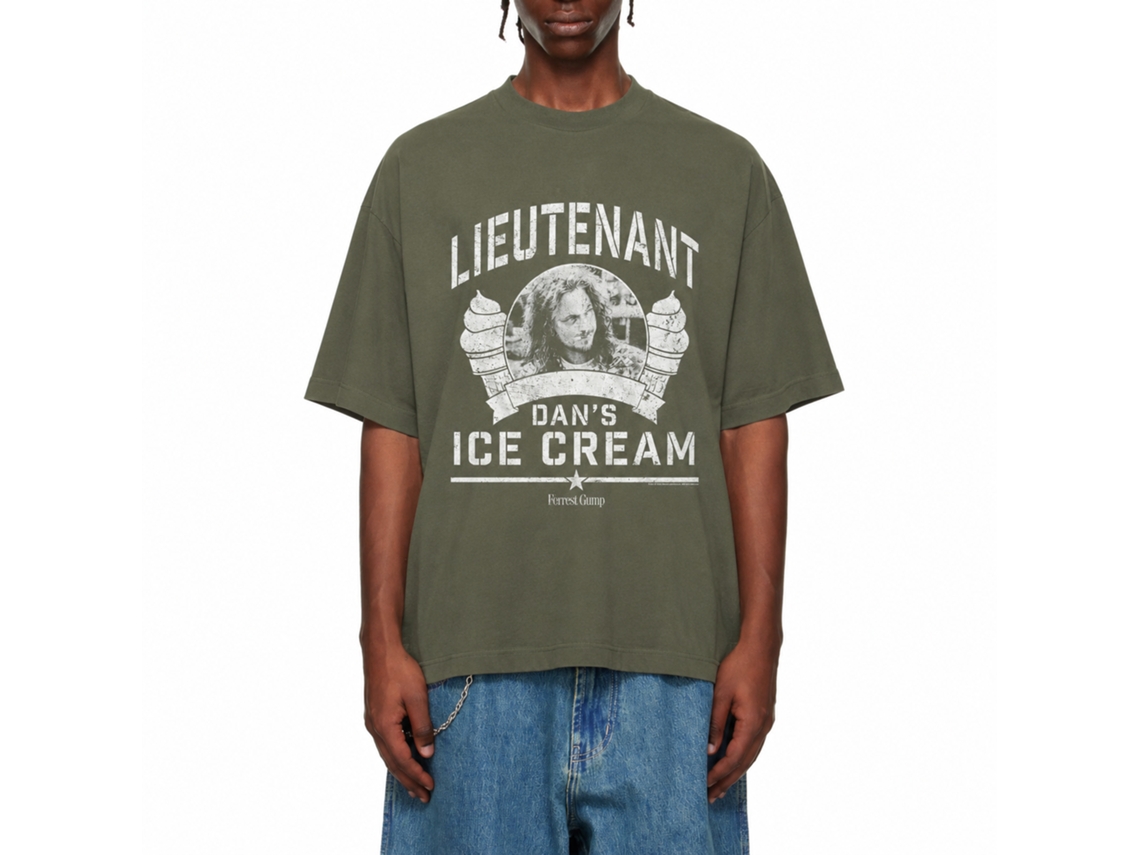 Rockinstone Forrest Gump Lt Dan Ice Cream Solid Military Green Adult T-shirt Unique Designer Style