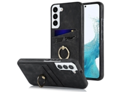 Capa De Couro Com Remendo Vintage E Suporte De Anel Para Samsung Galaxy S22 5g
