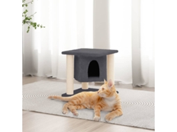 Vidaxl Árvore P/ Gatos C/ Postes Arranhadores Sisal 37 Cm Cinza-escuro