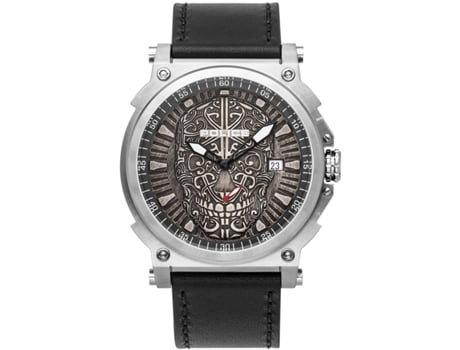Relógio masculino preto couro real Pl15728Js.61 POLICE