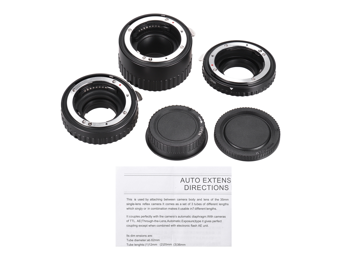 Conjunto De Tubos De Extensión Macro Mcoplus 3 Piezas 12mm 20mm 36mm Autoenfoque Para Lentes Nikon Af Y Cámaras Dslr