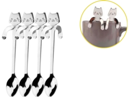 Colheres de Chá com Design Cat, Aço Inoxidável, 4 Pcs ZYBLSSBB