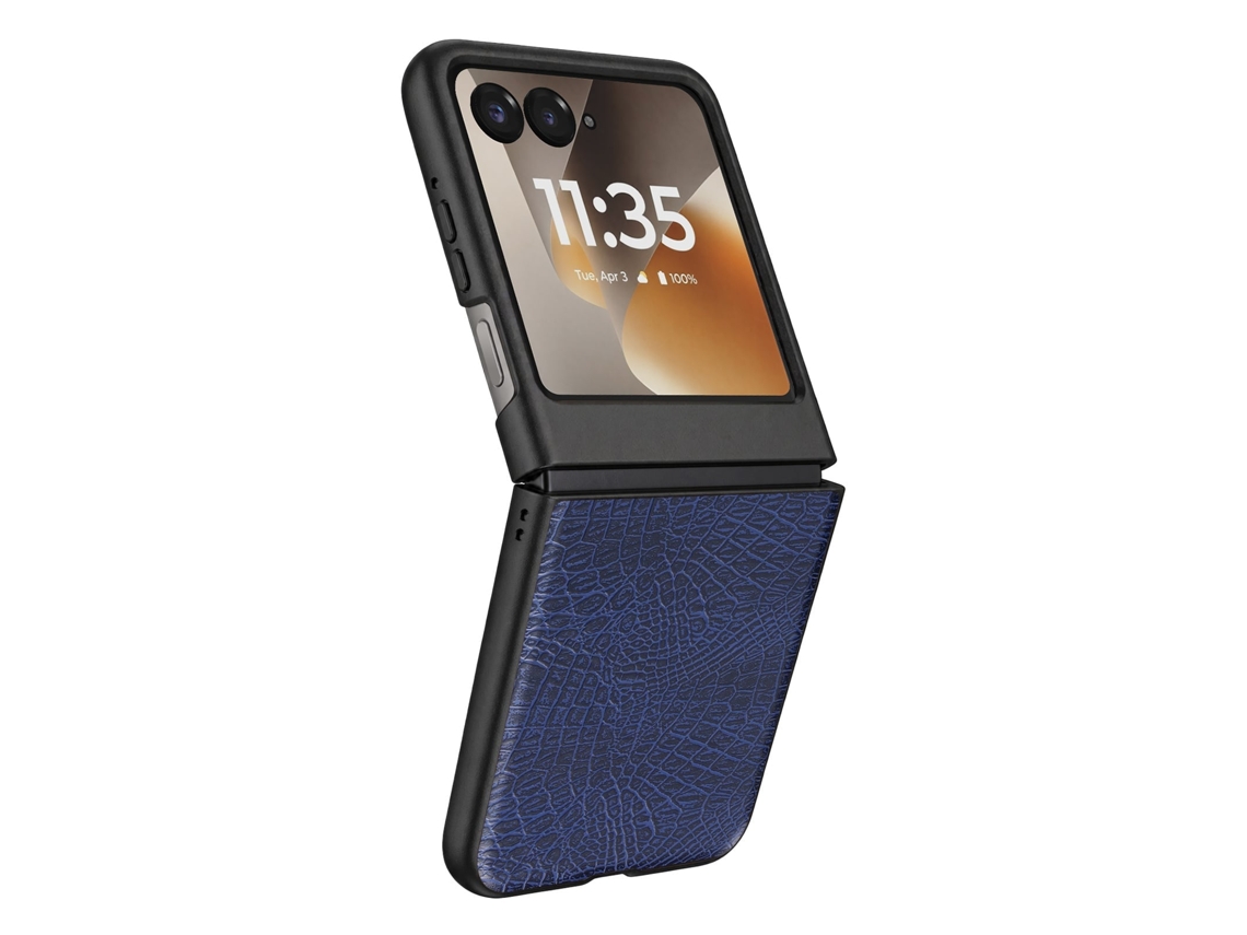 Capa Para Motorola Razr 70 Efeito Couro Croco Ecrã Externo Livre