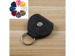 Saco de Couro Genuíno para Palhetas de Guitarra com Chaveiro 10 Peças Preto HALINUIA