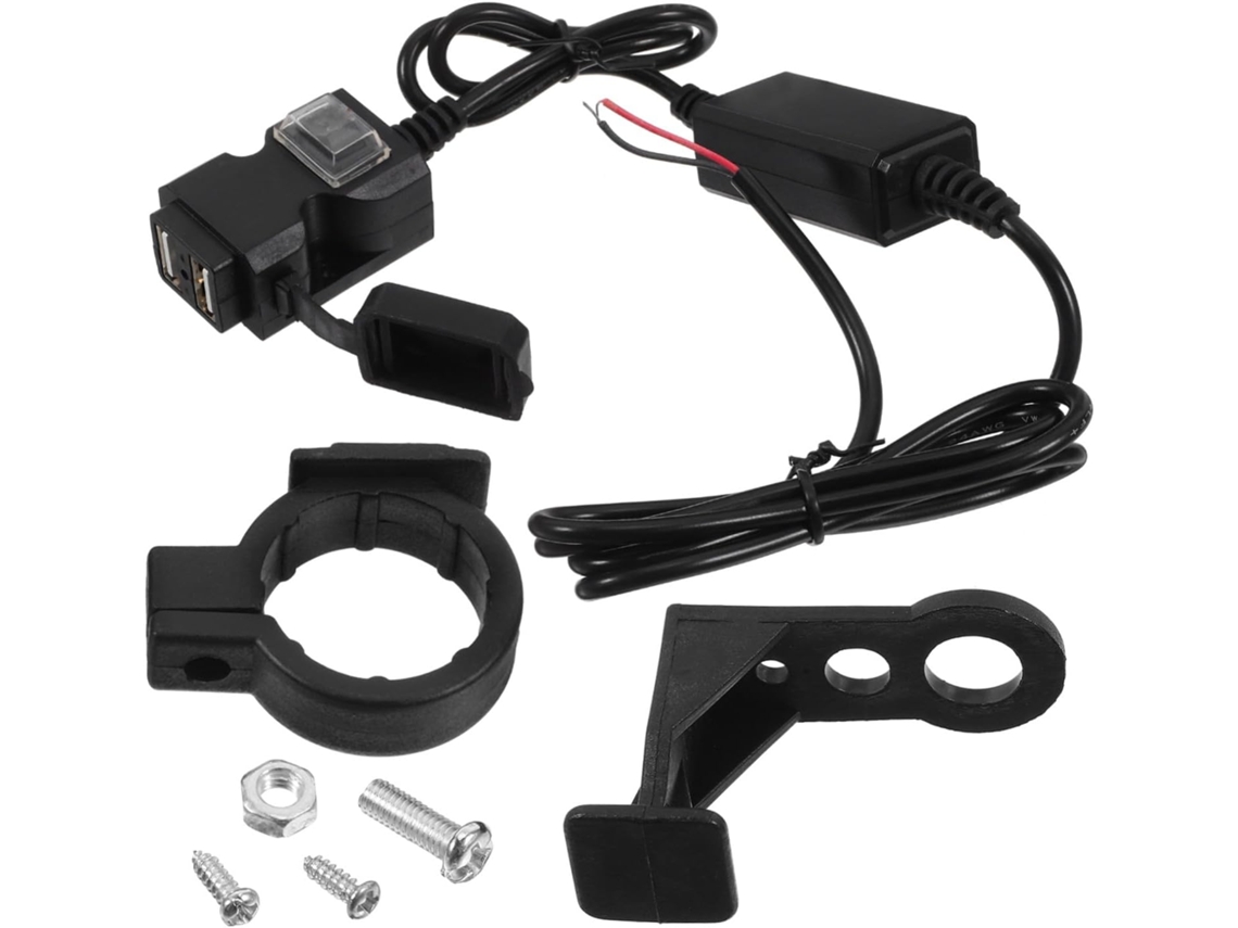 Carregador De Celular Para Motocicleta Com Duas Portas Usb, 5v 2a, Preto