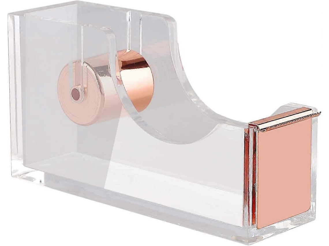 Dispensador de Fita Adesiva para Escritório, Dispensador de Fita Adesiva em Acrílico Transparente Ouro Rosa GOKOCO