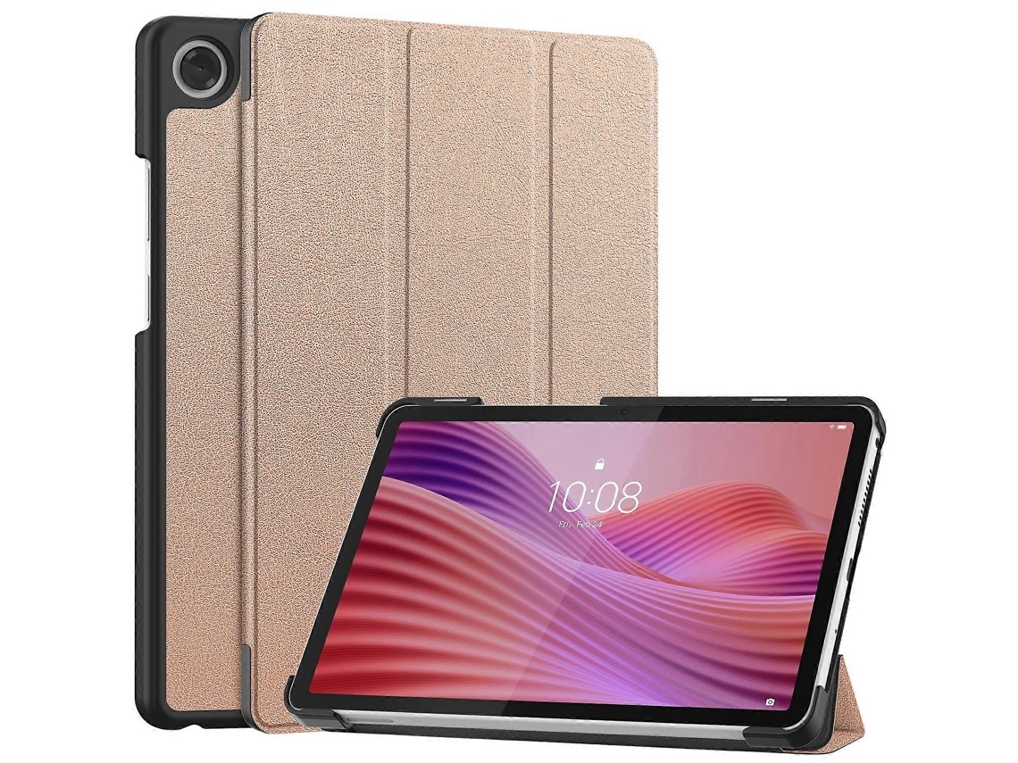 Capa de couro Hengrongshen Rose Gold para Lenovo Tab K9 Tab One, capa fina e leve com compartimentos para cartões