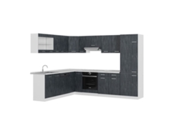 Cozinha de canto R-Line, 227 x 287 cm sem bancada, concreto preto/branco, Vicco