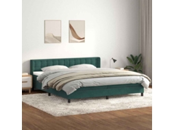 Cama Com Molas/colchão 180x220 Cm Veludo Verde-escuro