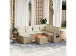 Vidaxl 8 Pcs Conjunto De Sofás P/ Jardim Com Almofadões Vime Pe Bege