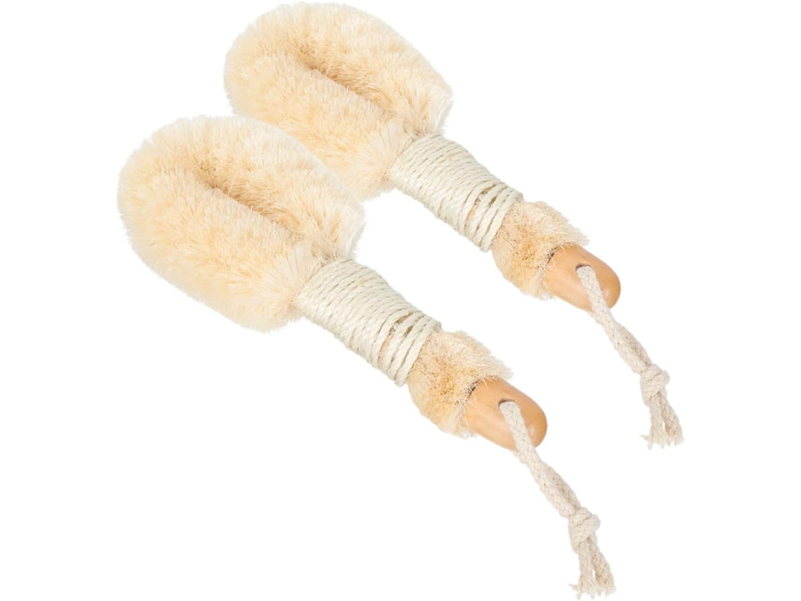 Escova Esfoliante Corporal De Fibra Sisal Natural 2 Peças Ergonômica Para Limpeza Profunda E Esfoliação Versátil