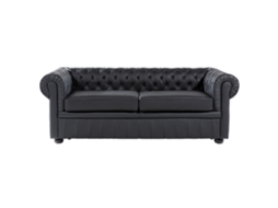 Sofá De 3 Lugares Beliani Chesterfield De Pele Preto 196x75x70