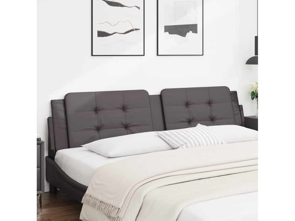 Vidaxl Almofadão De Cabeceira Zadar 200 Cm Couro Artificial Cinzento
