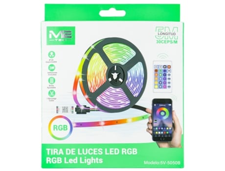 Luzes Led 5M Controlo Remoto M2TEC 5V-5050B Multicolor