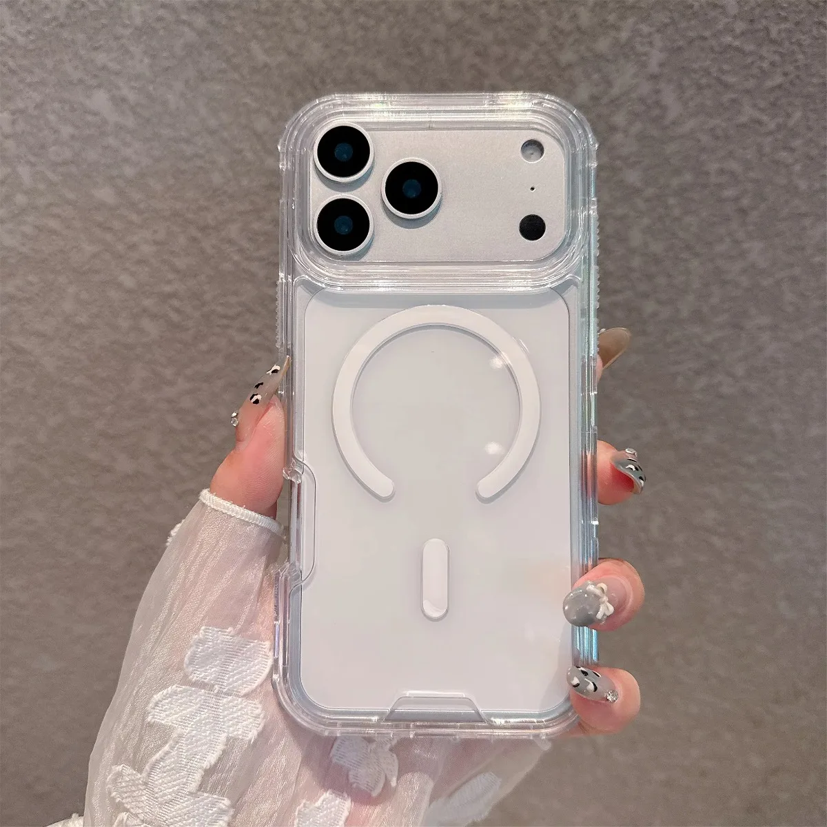 (transparente, Iphone 15) Capa Protetora Magnética 3 Em 1, Reforçada, Compatível Com Carregamento Sem Fio Magsafe.