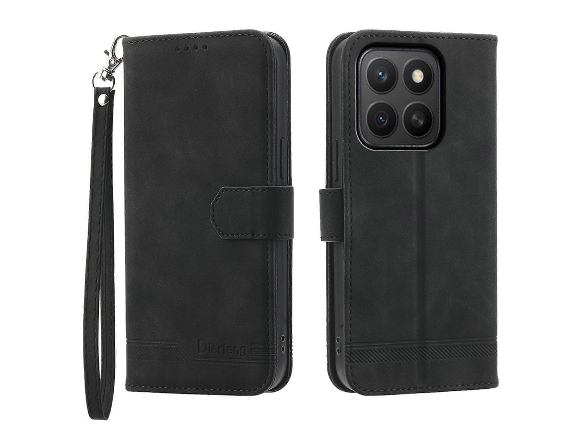 Dierfeng Df-03 Para Honor X8c 4g Capa De Couro Com Estampa De Linhas E Carteira