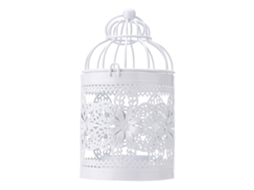 Porta Velas Vazio De Gaiola De Metal Pássaro Estilo A2 Branco E