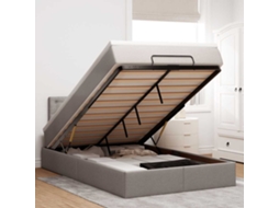Vidaxl Estrutura de Cama Otomana com Colchão 120x190cm Tecido Cinzento