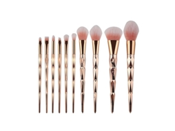 Makeup brush set, 10 brushes - Rosé gold