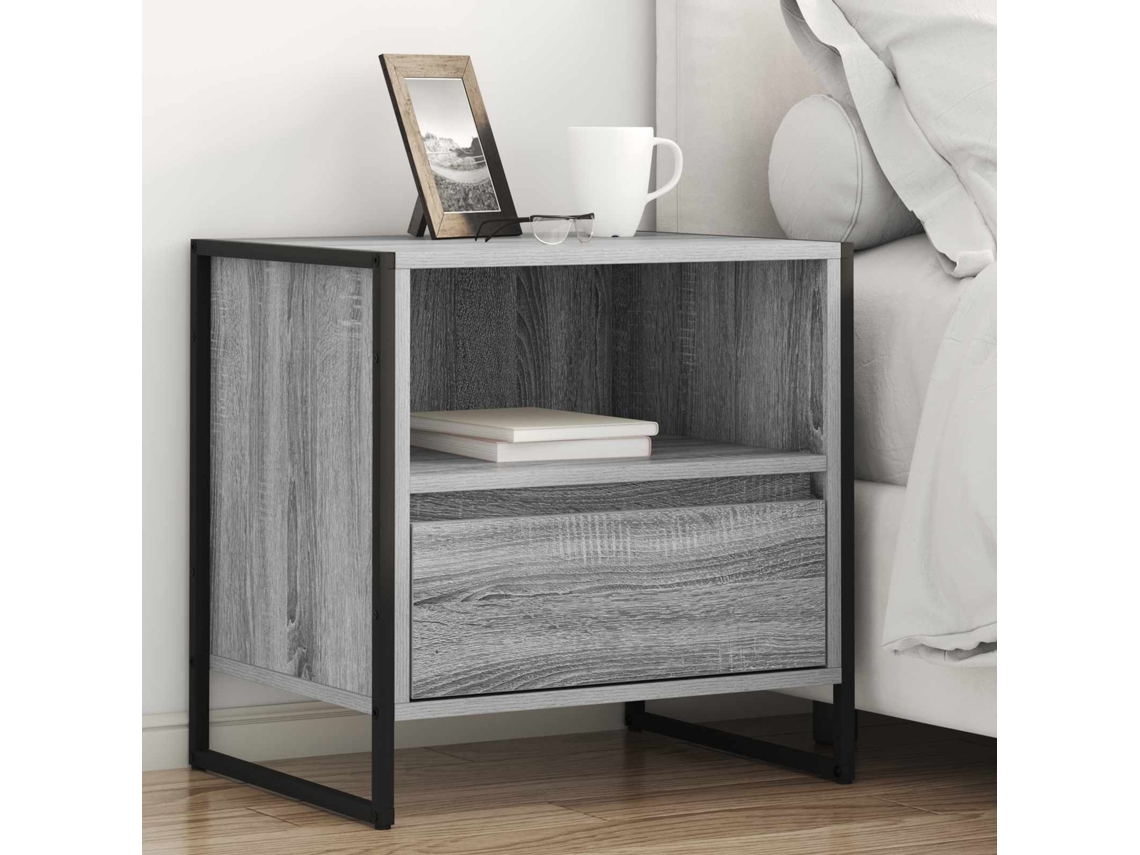 Vidaxl Mesa-de-cabeceira Com Gaveta Cinza Sonoma 50 X 39,5 X 50 Cm
