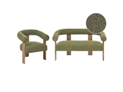 Conjunto De Assentos Estofados Com Pernas De Madeira Beliani Ilbro De Bouclé Verde 138x68x76