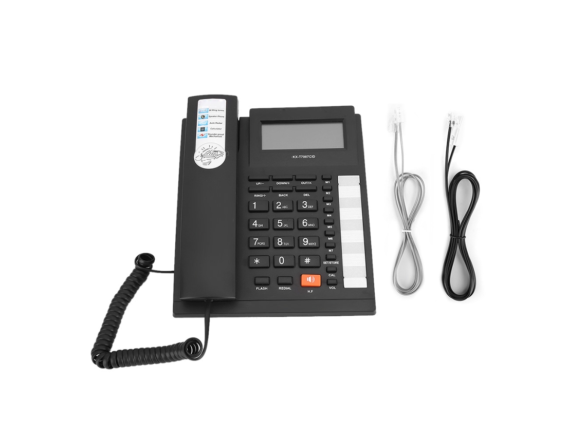 Telefone Fixo Kx T7007 Com Interface Dual, Id De Chamada E Botões Grandes Para Casa E Escritório Preto