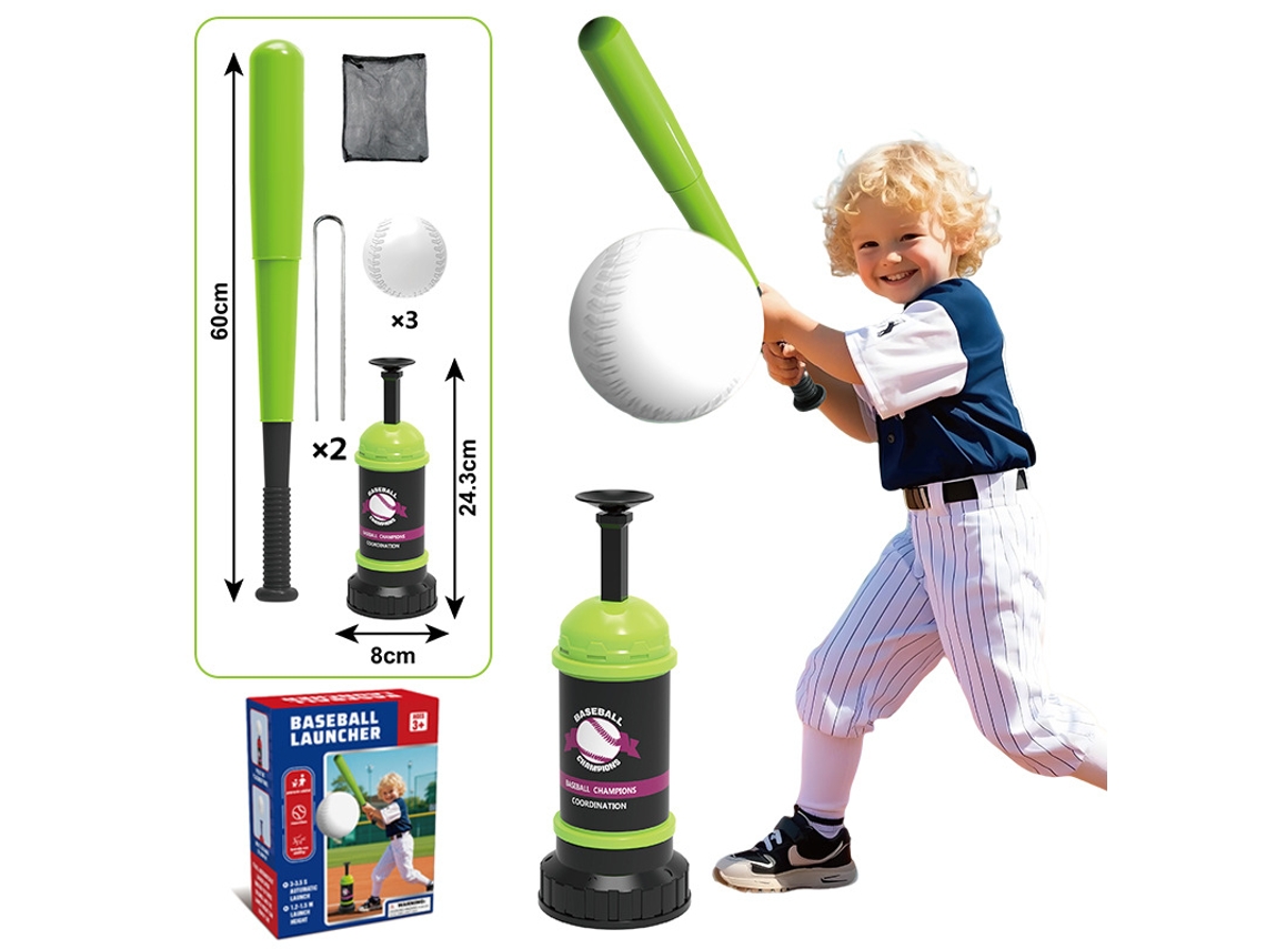 Conjunto De Beisebol Infantil Com Sistema De Lançamento Por Botão, Treinador Automático De Beisebol.