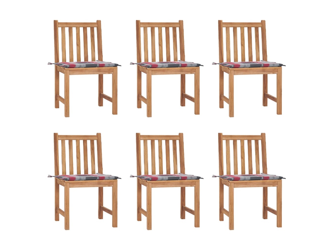 Vidaxl Cadeiras De Jardim 6 Pcs C/ Almofadões Madeira De Teca Maciça