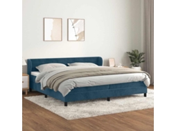 Vidaxl Cama Com Molas/colchão 200x200 Cm Veludo Azul-escuro