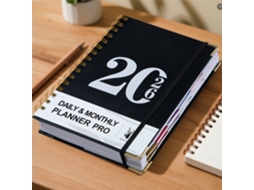 2027-daily Planner A5 Leather Coil Bound Notebook 160-sheets Black